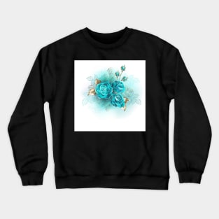 Three Turquoise Roses Crewneck Sweatshirt